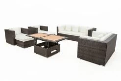 OUTFLEXX Loungemöbel-Set, Braun Marmoriert, Polyrattan, 9 Pers, Wasserfeste Kissenbox, Inkl. Loungetisch -Gartenmöbel Geschäft 10 16062 BOX D.jpg