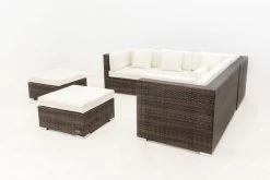 OUTFLEXX Loungemöbel-Set, Braun Marmoriert, 6 Pers, Polyrattan, Wasserfeste Kissenbox, Inkl. Beistelltisch -Gartenmöbel Geschäft 10 16069 BOX B.jpg