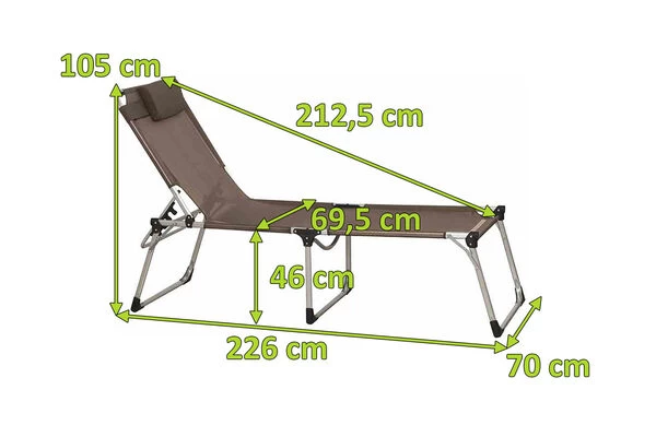 SIENA GARDEN Sole XXL Klappliege Alu / Ranotex®-Gewebe, Silber/taupe, 226x70x105 Cm, Klapp- Und Verstellbar 7 SIENA GARDEN Sole XXL Klappliege Alu / Ranotex®-Gewebe, Silber/taupe, 226x70x105 Cm, Klapp- Und Verstellbar – Bild 5