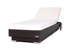 OUTFLEXX Sonnenliege, Braun, Polyrattan, 200x80x37,5cm, Inkl. Polster, Rückenlehne 4-stufig Verstellbar