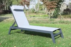 Gartenmöbel Geschäft 17 VILLANA Gartenliege, Anthrazit/grau, Aluminium/Textil, 198 X 60 X 32 Cm, Verstellbar