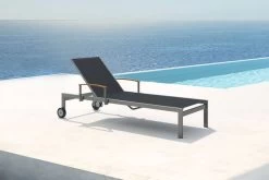 OUTFLEXX Rollliege, Schwarz, Edelstahl/Textilene, Mit Gasfeder, 195,5x74x35cm