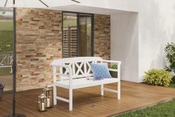 Gartenmöbel Geschäft 23 VILLANA Gartenbank, Weiß, Akazienholz, 128 X 54 X 81 Cm, 2 Personen