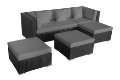 OUTFLEXX Loungemöbel-Set, Schwarz, Polyrattan, 5 Personen, Wasserfeste Kissenbox, Inkl. Kaffeetisch -Gartenmöbel Geschäft 14 18226 BOX B.jpg