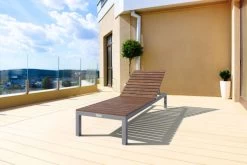 Gartenmöbel Geschäft 19 VILLANA Gartenliege, Alu / FSC-Akazienholz, 200 X 70 X 33 Cm, 4-Stufen Verstellbar