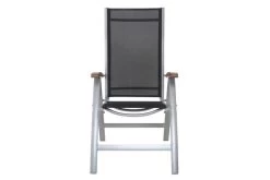 VILLANA Esstischgarnitur, Silber/schwarz, Alu / FSC-Akazienholz, Gartentisch 150 X 90 Cm, 4 Stapelsessel, 2 Hochlehner -Gartenmöbel Geschäft 17 19681.jpg