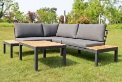 VILLANA Eck-Loungegruppe, Anthrazit/grau Meliert, Alu/Holzimitat/Polyester, 5 Personen, Inkl. Kissen -Gartenmöbel Geschäft 19812 Polywood 01.jpg