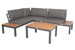 VILLANA Eck-Loungegruppe, Anthrazit/grau Meliert, Alu/Holzimitat/Polyester, 5 Personen, Inkl. Kissen -Gartenmöbel Geschäft 19812 Polywood 02.jpg