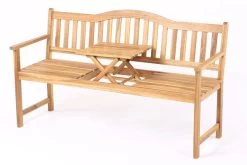 Gartenmöbel Geschäft 25 VILLANA Gartenbank, Teakoptik, Akazienholz, 152 X 59 X 86 Cm, 2-3 Personen, Klapptisch-Funktion
