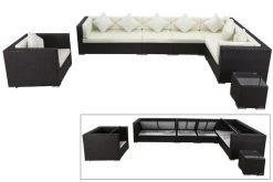 OUTFLEXX Loungemöbel-Set, Braun, Polyrattan, Für 8 Personen, Wasserfeste Kissenbox