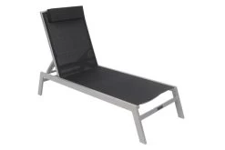 Gartenmöbel Geschäft 15 VILLANA Gartenliege, Silber/schwarz, Aluminium/Textil, 198 X 60 X 32 Cm, Verstellbar