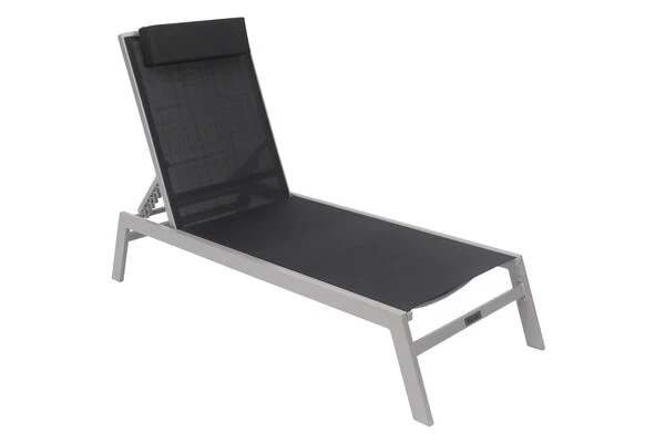 VILLANA Gartenliege, Silber/schwarz, Aluminium/Textil, 198 X 60 X 32 Cm, Verstellbar 3 VILLANA Gartenliege, Silber/schwarz, Aluminium/Textil, 198 X 60 X 32 Cm, Verstellbar