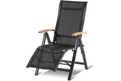 HARTMAN Alice Relaxsessel, Xerix/schwarz, Alu/Textilene, 95 X 60 X 46 Cm, FSC Teakholz-Armlehnen