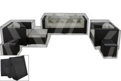 OUTFLEXX Premium Abdeckhauben Set Für Lounge TheBox-A/-D: 1302/ 1303/ 7174/ 16063, Schwarz, Wasserbeständig