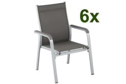 Kettler BasicPlus 6er-Set Stapelsessel, Silber/anthrazit, 0301205-0000