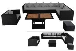 OUTFLEXX Loungemöbel-Set, Schwarz, Polyrattan, Für 8 Personen, Inkl. Loungetisch, Wasserfeste Kissenbox -Gartenmöbel Geschäft 1 1380 BOX D.jpg