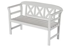 VILLANA Gartenbank, Weiß, Akazienholz, 128 X 54 X 81 Cm, 2 Personen -Gartenmöbel Geschäft 1 13853.jpg