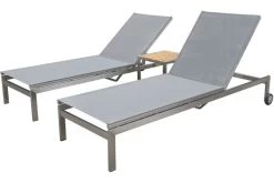 OUTFLEXX 2er-Set Rollliege, Silber, Edelstahl/Teak, 212x71x36 Cm, Mit Beistelltisch 45x45cm -Gartenmöbel Geschäft 1 14170.jpg
