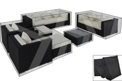 OUTFLEXX Premium Abdeckhauben Set Für Lounge TheBox-B: 1599/ 1716/ 7173 /16062, Schwarz, Wasserbeständig