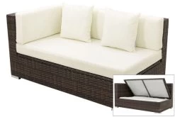 OUTFLEXX 2-Sitzer Ecksofa, Braun Marmoriert, Polyrattan, 145 X 85 X 70 Cm, Wasserfeste Kissenbox, Armlehne Re.