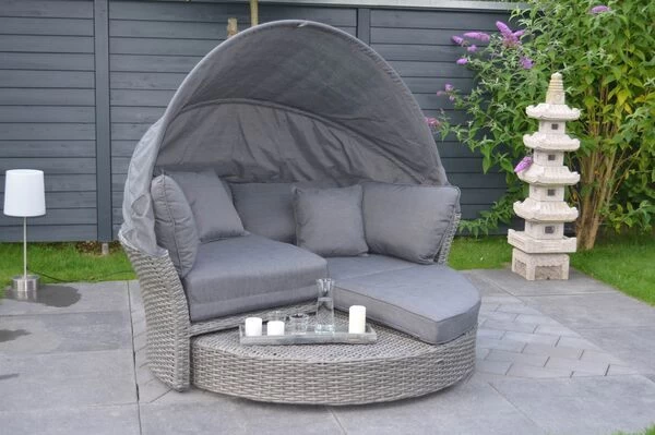 OUTFLEXX Sonneninsel, Grau, Polyrattan, Halbrund, 193 X 104 X 74 Cm, Hocker Drehbar, Dach Klappbar 3 OUTFLEXX Sonneninsel, Grau, Polyrattan, Halbrund, 193 X 104 X 74 Cm, Hocker Drehbar, Dach Klappbar