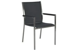 STERN Polaris Stapelsessel, Silbergrau/schwarz, Edelstahl/Textil, 61 X 54 X 89 Cm, Alu Armlehnen