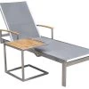 OUTFLEXX Sonnenliegen-Set, Silber, Edelstahl/FSC-Teak, 195,5x74x35cm, Mit Armlehnen, Inkl. Beistelltisch 45x45cm -Gartenmöbel Geschäft 1 16546.jpg