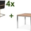 OUTFLEXX Esstischgarnitur, Edelstahl / Recyceltes FSC-Teak, Tisch 90 X 90 Cm, 4 Freischwinger Padded, Schwarz -Gartenmöbel Geschäft 1 17258.jpg