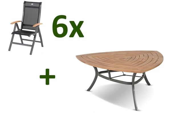 HARTMAN Alice Esstischgruppe, Xerix/natur, Alu/FSC-Teak, 4x4 Textilen, 6 Multipositionssessel, 170x170cm 3 HARTMAN Alice Esstischgruppe, Xerix/natur, Alu/FSC-Teak, 4x4 Textilen, 6 Multipositionssessel, 170x170cm