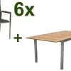 STERN Polaris Esstischgruppe, Silbergrau, Edelstahl/FSC-Teak, Tisch 150/200 X 90 Cm, 6 Stapelsessel -Gartenmöbel Geschäft 1 18091.jpg