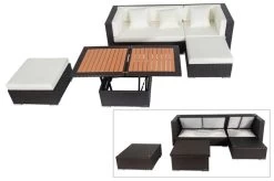 OUTFLEXX Loungemöbel-Set, Braun, Polyrattan, 5 Personen, Wasserfeste Kissenbox, Inkl. Loungetisch -Gartenmöbel Geschäft 1 18227 BOX D.jpg