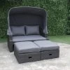 OUTFLEXX Fontana Loungebett, Grau, Polyrattan, Doppel-halbrund, Mit Unterschiebbaren Hockern, Dach Klappbar 1 OUTFLEXX Fontana Loungebett, Grau, Polyrattan, Doppel-halbrund, Mit Unterschiebbaren Hockern, Dach Klappbar -Gartenmöbel Geschäft 1 18545.jpg