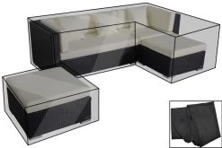 OUTFLEXX Premium Abdeckhaubenset, Für Lounge TheBox-A/-D: 18226/ 18227/ 18228/ 16068, Schwarz, Wasserbeständig
