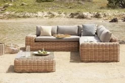 OUTFLEXX Ecklounge, Natur Meliert/sand, Polyrattan, Für 5 Personen, Inkl. Polster