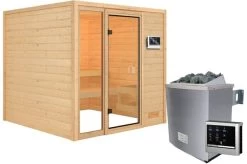 KARIBU Sauna Jutta, Fichtenholz 38 Mm, Fronteinstieg, Ca. 3,4m²