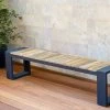 OUTFLEXX Kona Bank, Dark Grey/natur, Alu/recycled FSC®-Teak, 200x40x45cm, Rustikal Gebürstet, U-Gestell -Gartenmöbel Geschäft 1 20329.jpg
