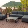 OUTFLEXX Loungeset, Sooty, Alu/Sunbrella, Für 5 Personen, Loungetisch 100x80 Cm