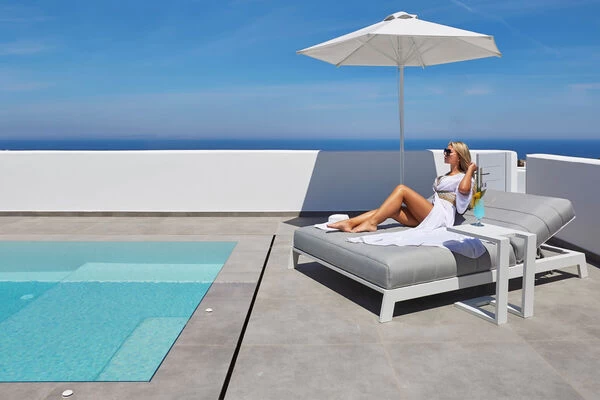 OUTFLEXX Bite Doppelliege, Weiß/3756 Lead Chine, Alu/Sunbrella, 203 X 144 X 38 Cm, Rückenlehne Verstellbar 3 OUTFLEXX Bite Doppelliege, Weiß/3756 Lead Chine, Alu/Sunbrella, 203 X 144 X 38 Cm, Rückenlehne Verstellbar