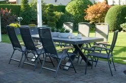 HARTMAN Sondermodell Xanadu / Raffaelo Sitzgruppe, Xerix/anthrazit, Alu/Glaskeramik, 2 Stapelsessel, 6 Multipos, 220/280x100cm