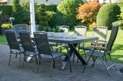 HARTMAN Sondermodell Xanadu / Raffaelo Sitzgruppe, Xerix/anthrazit, Alu/Glaskeramik, 6 Stapelsessel, 2 Multipos, 220/280x100cm