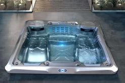 Outtech Steel Art Cetus Whirlpool, Grau/schwarz, 228x214x93 Cm / 1000L, 4 Pers., LED Corner Light, LCD Balboa Anzeige, WIFI READY