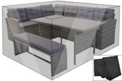 OUTFLEXX Premium Abdeckhaube Für Sitzgruppen Z.B. 20396, 220x200x70cm Wasserbeständig, Schwarz