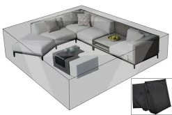 OUTFLEXX Premium Abdeckhaube Für Lounge, Z.B. 20808/28679, 300x355x70cm, Wasserbeständig, Schwarz