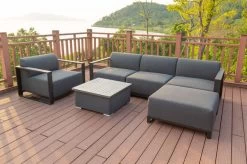 OUTFLEXX Loungeset, Sooty, Alu/Sunbrella, Für 5 Personen, Höhenverstellbarer Loungetisch