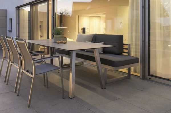 STERN New Holly Dining-Bank/Liege, Silbergrau, Edelstahl, 216x77x73 Cm, Inkl. Polster Schiefergrau 3 STERN New Holly Dining-Bank/Liege, Silbergrau, Edelstahl, 216x77x73 Cm, Inkl. Polster Schiefergrau