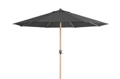 DOPPLER Alu Wood Mittelstockschirm, Anthrazit, Alu/Polyester, 350cm, Mit Kurbel, Holzoptik