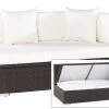 OUTFLEXX 2-Sitzer Ecksofa, Braun, Polyrattan, 145x85x70cm, Armlehne Li, Inkl. Kissen, Wasserfeste Kissenbox