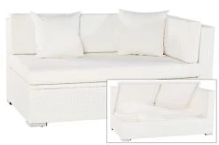 OUTFLEXX 2-Sitzer Ecksofa, Weiß, Polyrattan, 145x85x70cm, Armlehne Li, Inkl. Polster, Wasserfeste Kissenbox