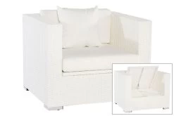 OUTFLEXX Sessel, Weiß, Polyrattan, Inkl. Polster Und Kissen, Wasserfeste Kissenbox