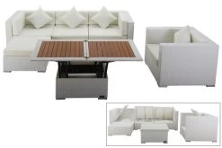OUTFLEXX Loungemöbel-Set, Weiß, Polyrattan, Für 5 Personen, Inkl. Loungetisch, Wasserfeste Kissenbox -Gartenmöbel Geschäft 1 2523 BOX D.jpg
